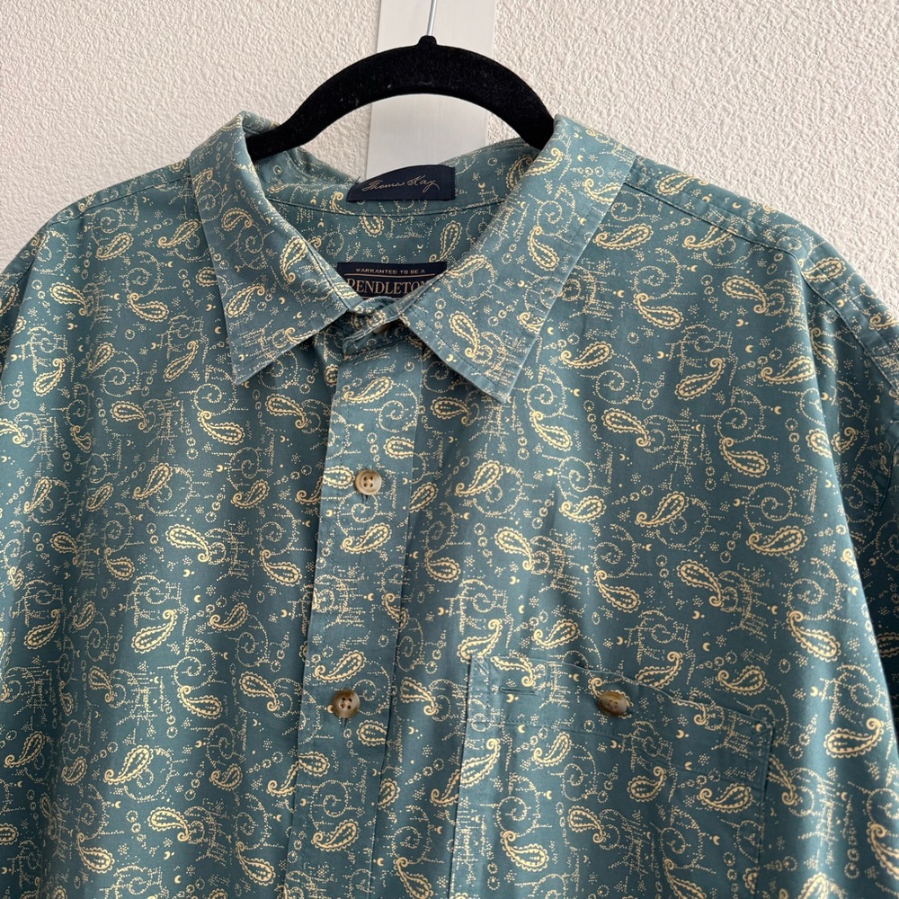 Pendleton Thomas Kay Blue Paisley Short Sleeve Casual Button Down Shirt - Picture 4 of 9
